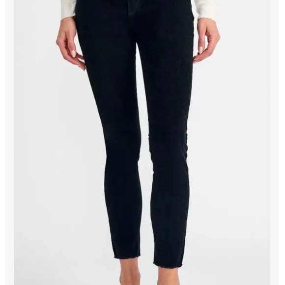 DL1961 MARGAUX CROPPED CORDUROY JEANS IN BLACK 26 - Picture 3 of 6